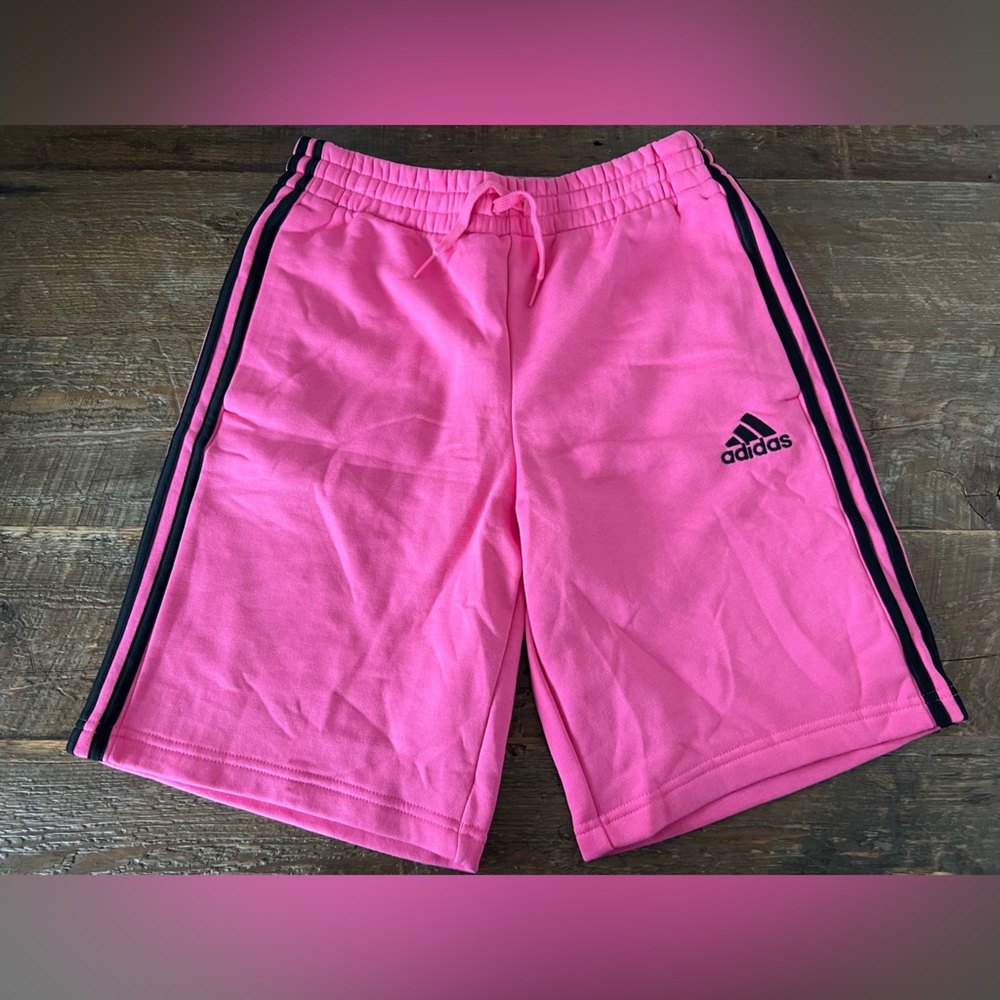 Adidas Pink Shorts with Black Stripes